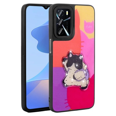 Bal-z Oppo A55 4G Kılıf Parlayan Kabartmalı İkonik Figürlü  Amas Silikon Kapak