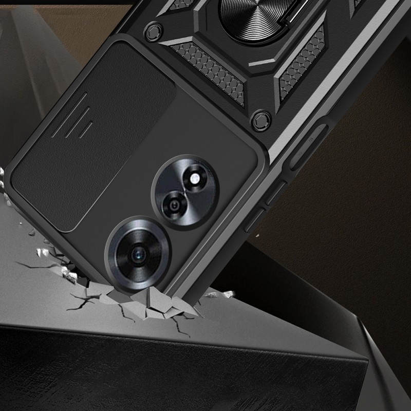 Bal-z Oppo A60 Kılıf Magnetik Standlı Kamera Korumalı Zore Sürgülü Vega Kapak