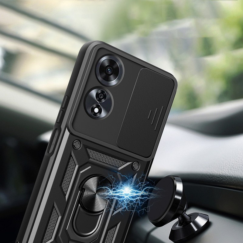 Bal-z Oppo A60 Kılıf Magnetik Standlı Kamera Korumalı Zore Sürgülü Vega Kapak