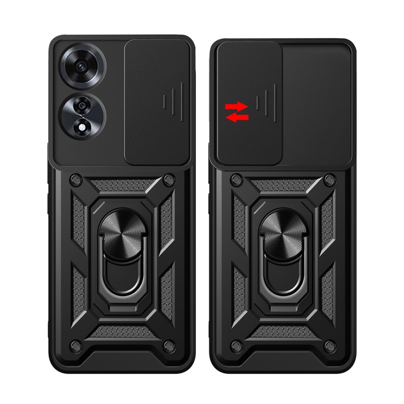 Bal-z Oppo A60 Kılıf Magnetik Standlı Kamera Korumalı Zore Sürgülü Vega Kapak