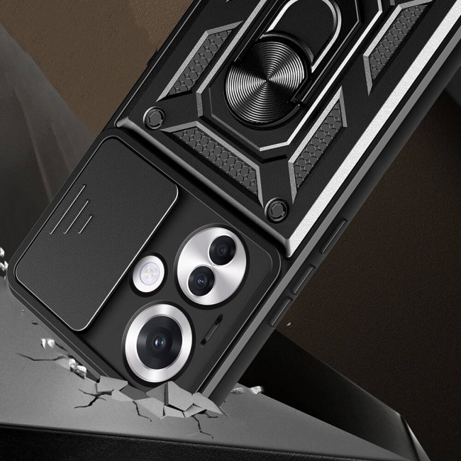 Oppo Reno 11F 5G Kılıf Magnetik Standlı Kamera Korumalı Zore Sürgülü Vega Kapak Oppo Reno 11F 5G Kılıf Magnetik Standlı Kamera Korumalı Zore Sürgülü Vega Kapak