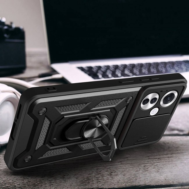 Oppo Reno 11F 5G Kılıf Magnetik Standlı Kamera Korumalı Zore Sürgülü Vega Kapak Oppo Reno 11F 5G Kılıf Magnetik Standlı Kamera Korumalı Zore Sürgülü Vega Kapak