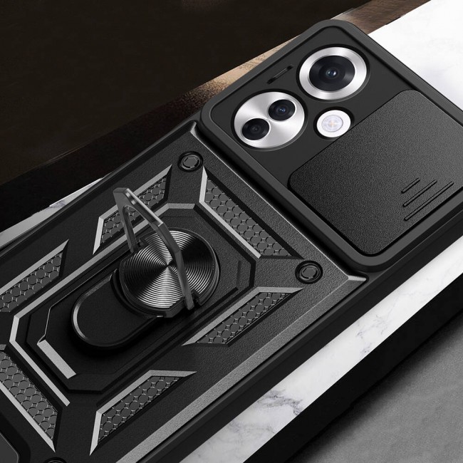 Oppo Reno 11F 5G Kılıf Magnetik Standlı Kamera Korumalı Zore Sürgülü Vega Kapak Oppo Reno 11F 5G Kılıf Magnetik Standlı Kamera Korumalı Zore Sürgülü Vega Kapak