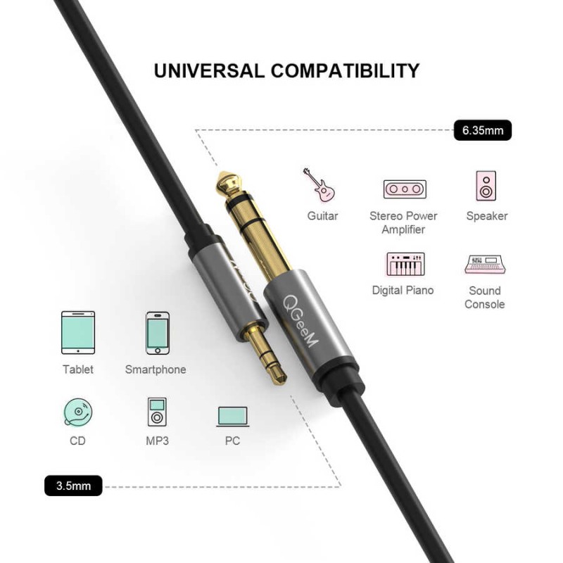 Bal-z Qgeem QG-AU02 3.5mm To 6.35mm Aux Audio Kablo 1.5M