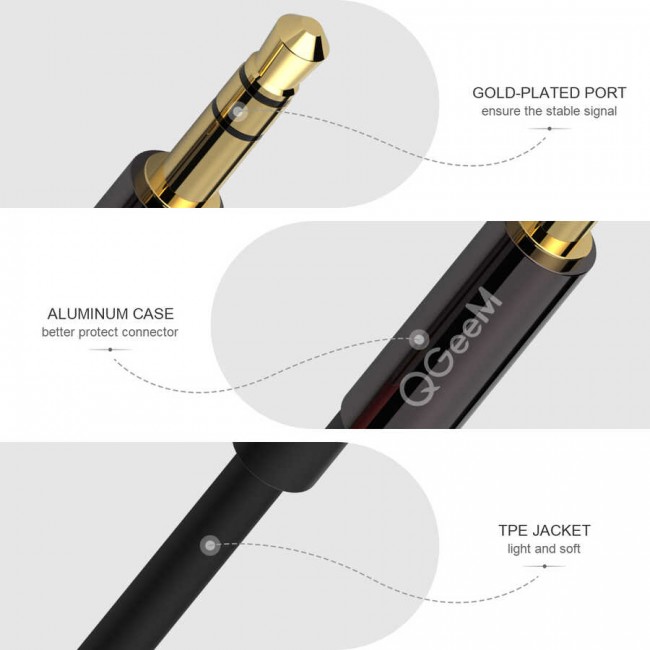 Qgeem QG-AU04 3.5mm Aux Audio Kablo 0.5M Qgeem QG-AU04 3.5mm Aux Audio Kablo 0.5M