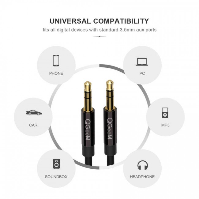 Qgeem QG-AU04 3.5mm Aux Audio Kablo 1M Qgeem QG-AU04 3.5mm Aux Audio Kablo 1M