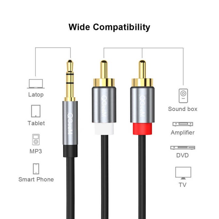 Qgeem QG-AU09 3.5mm To RCA Aux Audio Kablo 1.5M