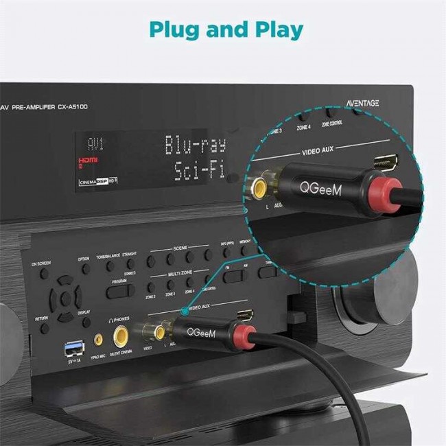 Qgeem QG-AU11 RCA Aux Audio Kablo 3.05M Qgeem QG-AU11 RCA Aux Audio Kablo 3.05M
