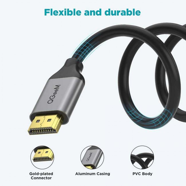 Qgeem QG-AV17 Görüntü ve Ses Aktarıcı HDMI Kablo 2.1 Versiyon 8K HD Kalite 48Gbps 0.91 metre Qgeem QG-AV17 Görüntü ve Ses Aktarıcı HDMI Kablo 2.1 Versiyon 8K HD Kalite 48Gbps 0.91 metre