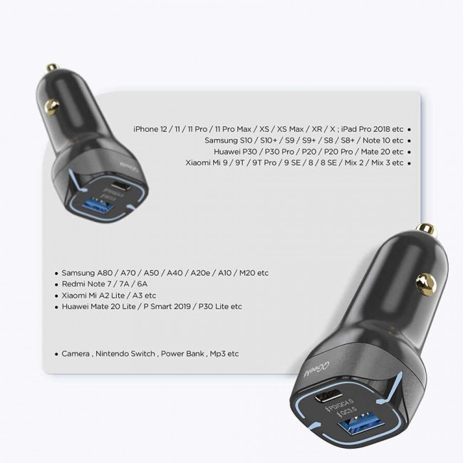Qgeem QG-CHAP03 Usb - PD 52.5W Araç Şarj Aleti Qgeem QG-CHAP03 Usb - PD 52.5W Araç Şarj Aleti