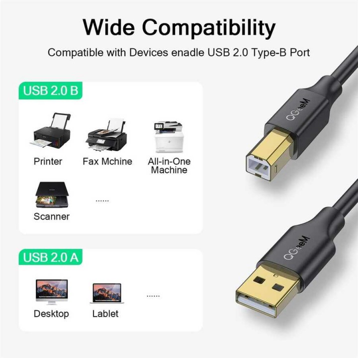 Qgeem QG-CVQ23 Usb Type-A To Usb Type-B Kablo 3.05M