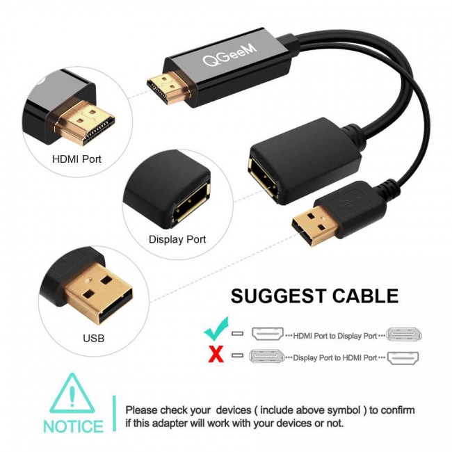 Qgeem QG-HD01 HDMI To Display Port Dönüştürücü Qgeem QG-HD01 HDMI To Display Port Dönüştürücü
