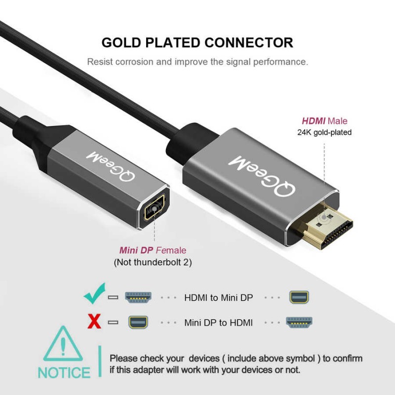 Bal-z Qgeem QG-HD02 HDMI To Mini Display Port Dönüştürücü
