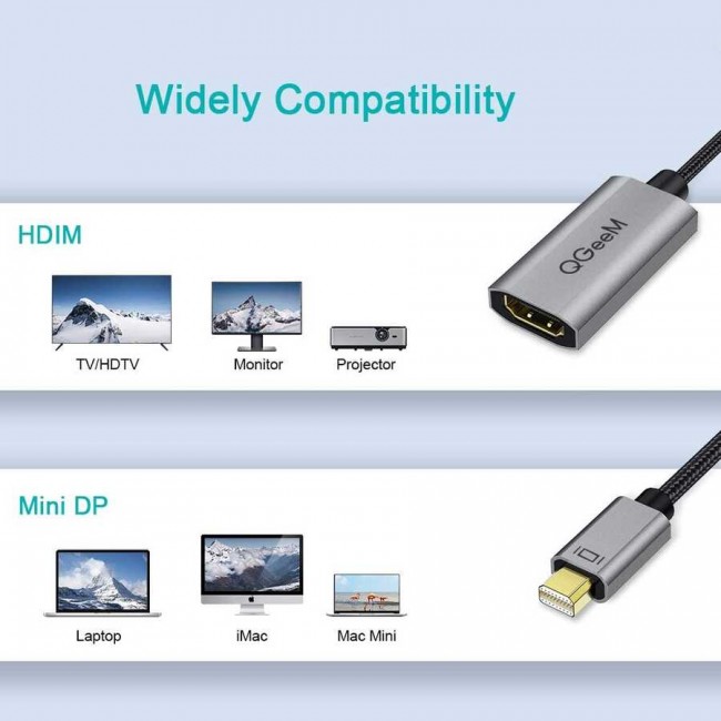 Qgeem QG-HD09 Mini Display Port To HDMI To Dönüştürücü Qgeem QG-HD09 Mini Display Port To HDMI To Dönüştürücü