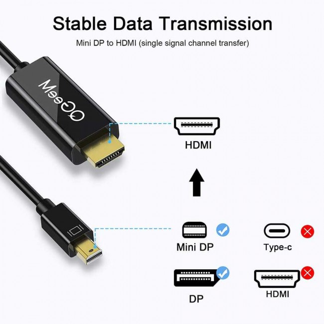 Qgeem QG-HD23 Mini Display Port To HDMI Kablo Qgeem QG-HD23 Mini Display Port To HDMI Kablo