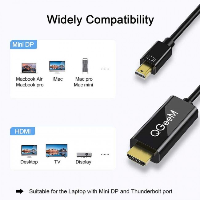 Qgeem QG-HD23 Mini Display Port To HDMI Kablo Qgeem QG-HD23 Mini Display Port To HDMI Kablo