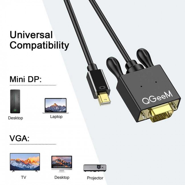 Qgeem QG-HD29 VGA To Mini Display Port Kablo Qgeem QG-HD29 VGA To Mini Display Port Kablo