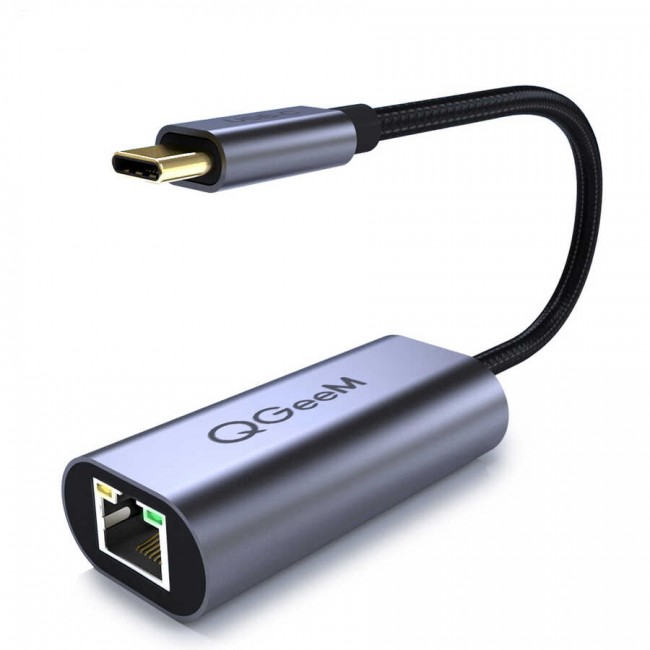 Qgeem QG-UA05 RJ45 to Type-C Süper Hızlı Ethernet Dönüştürücü Kablo 1000Mbps 11cm Qgeem QG-UA05 RJ45 to Type-C Süper Hızlı Ethernet Dönüştürücü Kablo 1000Mbps 11cm