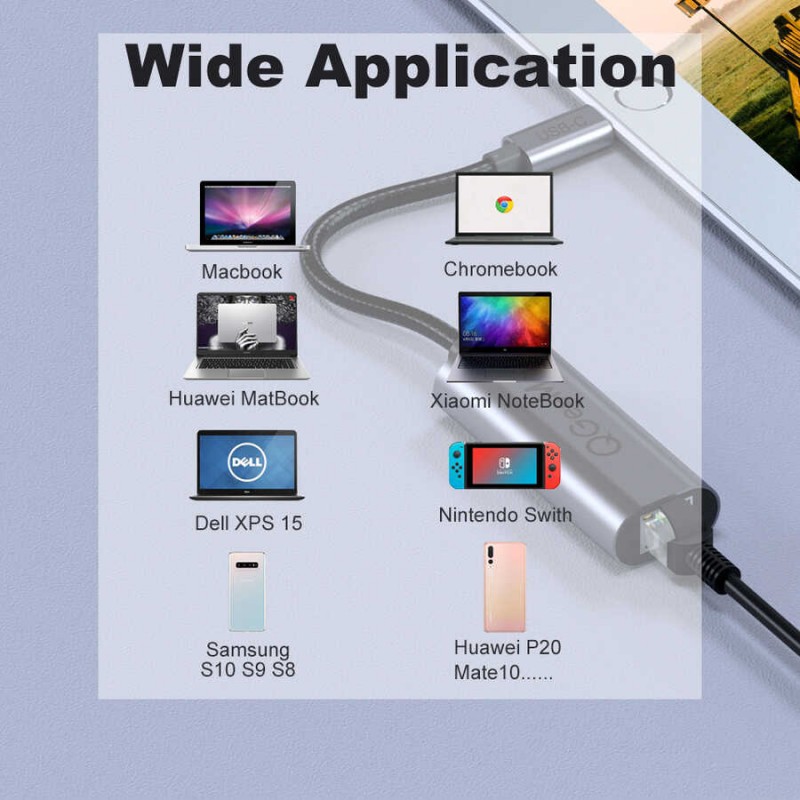 Bal-z Qgeem QG-UA05 RJ45 to Type-C Süper Hızlı Ethernet Dönüştürücü Kablo 1000Mbps 11cm