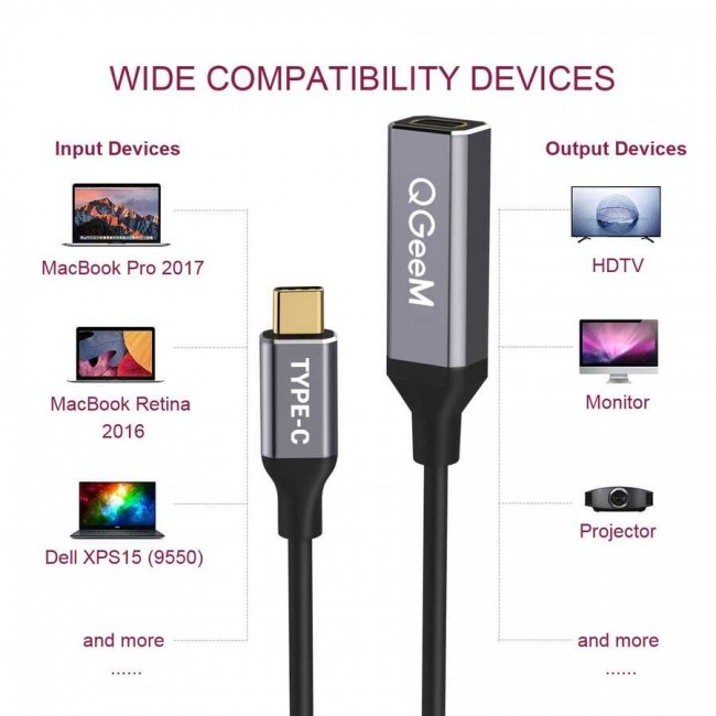 Qgeem QG-UA08 Type-C To Mini Display Dönüştürücü Qgeem QG-UA08 Type-C To Mini Display Dönüştürücü