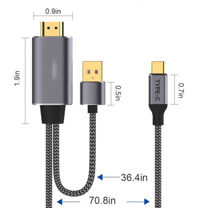 Qgeem QG-UA12 Type-C To HDMI 2 in 1 Kablo