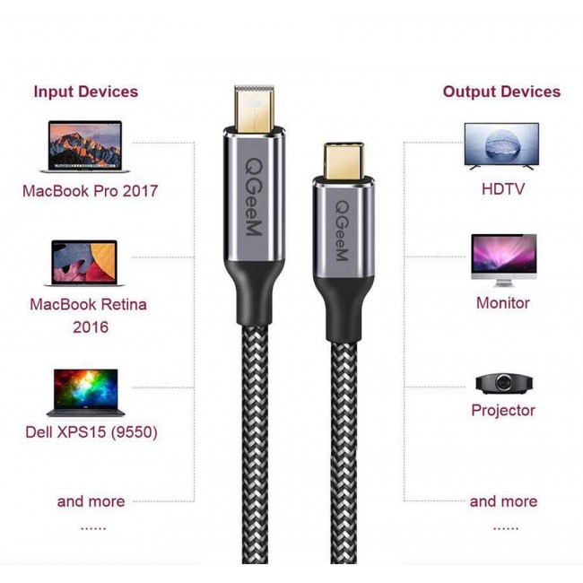 Qgeem QG-UA14 Type-C To Mini Display Port Kablo Qgeem QG-UA14 Type-C To Mini Display Port Kablo