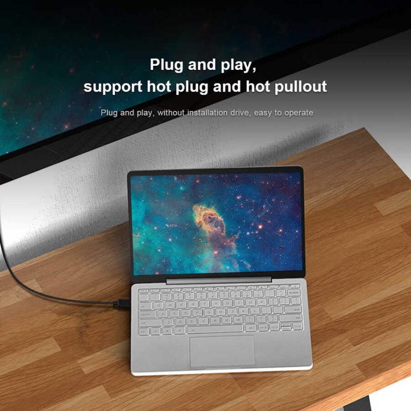 Bal-z Qgeem QG-UA17 Type-C to VGA Adaptörü Yüksek Çözünürlüklü Dönüştürücü Kablo 1080p 60Hz 1.2 Metre