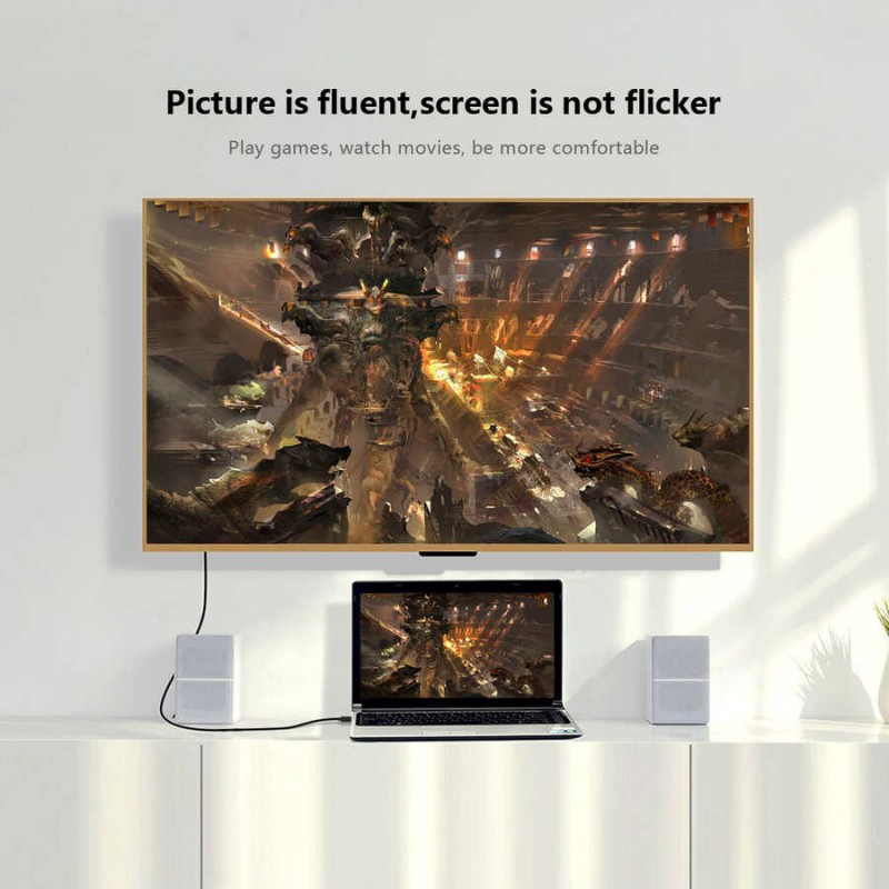 Bal-z Qgeem QG-UA17 Type-C to VGA Adaptörü Yüksek Çözünürlüklü Dönüştürücü Kablo 1080p 60Hz 3 metre