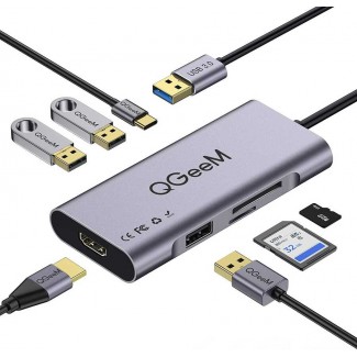 Qgeem QG-UH07-A Type-C Çoğaltıcı ve Dönüştürücü Hub Usb 3.0 HDMI 4K SD Kart 85W 5120Mbps Qgeem QG-UH07-A Type-C Çoğaltıcı ve Dönüştürücü Hub Usb 3.0 HDMI 4K SD Kart 85W 5120Mbps