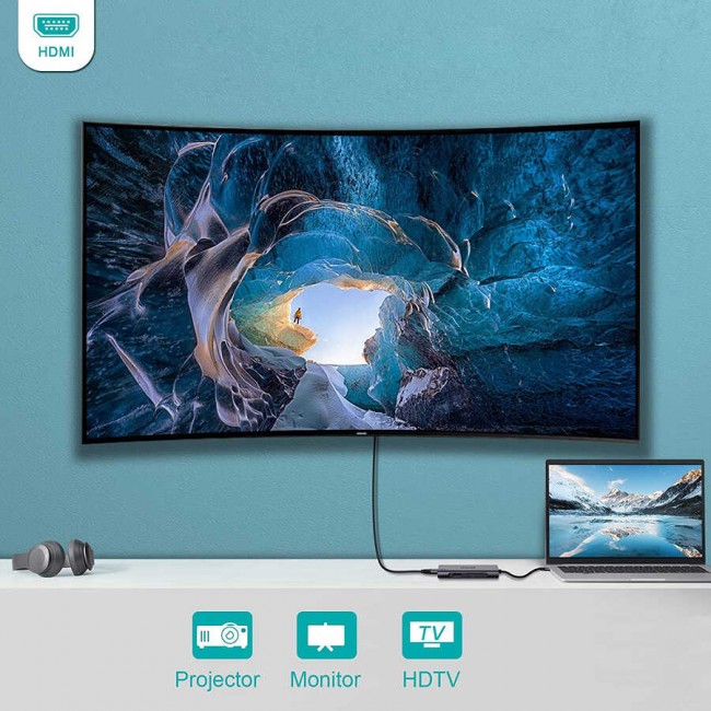 Qgeem QG-UH07-A Type-C Çoğaltıcı ve Dönüştürücü Hub Usb 3.0 HDMI 4K SD Kart 85W 5120Mbps Qgeem QG-UH07-A Type-C Çoğaltıcı ve Dönüştürücü Hub Usb 3.0 HDMI 4K SD Kart 85W 5120Mbps