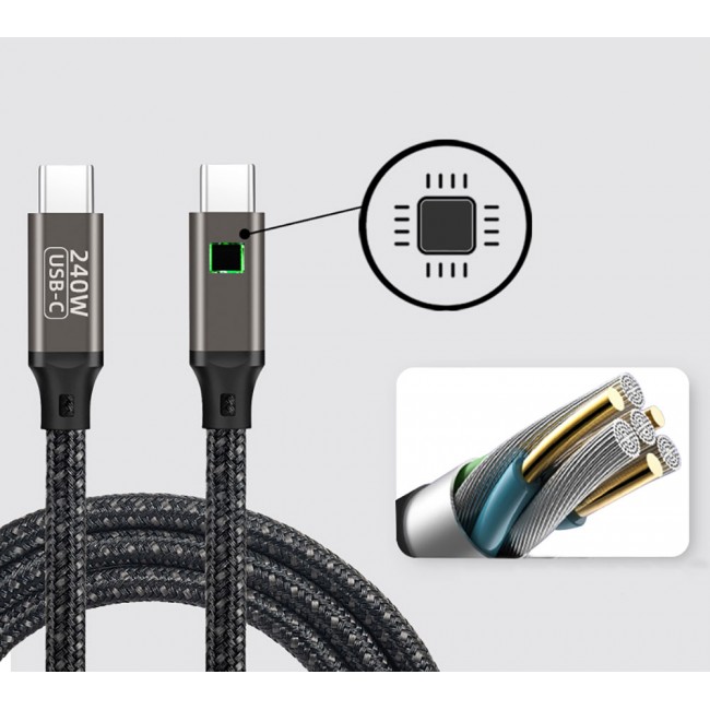 Qgeem QG02 Type-C to Type-C PD3.1 Data Kablosu 240W 480Mbps 1.5 Metre Qgeem QG02 Type-C to Type-C PD3.1 Data Kablosu 240W 480Mbps 1.5 Metre