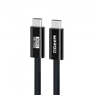 Qgeem QG05 Type-C to Type-C USB5 PD Data Kablosu 240W 80Gbps 8K@60Hz 1.2 Metre Qgeem QG05 Type-C to Type-C USB5 PD Data Kablosu 240W 80Gbps 8K@60Hz 1.2 Metre