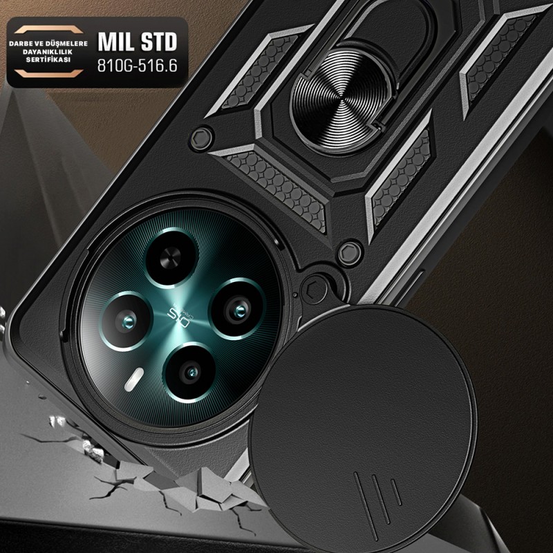 Bal-z Realme 12 Kılıf Magnetik Standlı Kamera Korumalı  Sürgülü Vega Kapak