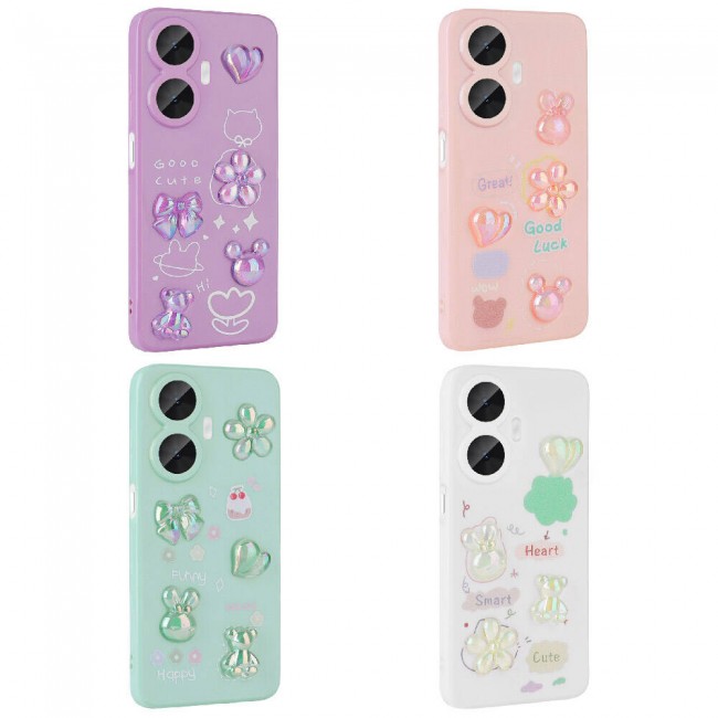 Realme C55 Kılıf Kabartma Figürlü Parlak Zore Toys Silikon Kapak Realme C55 Kılıf Kabartma Figürlü Parlak Zore Toys Silikon Kapak