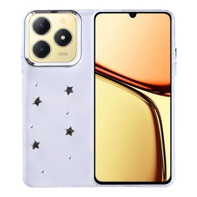 Bal-z Realme C61 Kılıf Airbag Tasarımlı Simli Şeffaf Zore Kutup Kapak