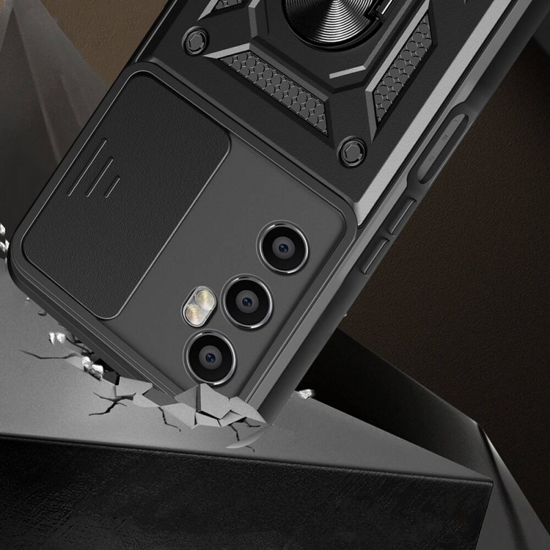 Bal-z Realme C65 4G Kılıf Magnetik Standlı Kamera Korumalı Zore Sürgülü Vega Kapak