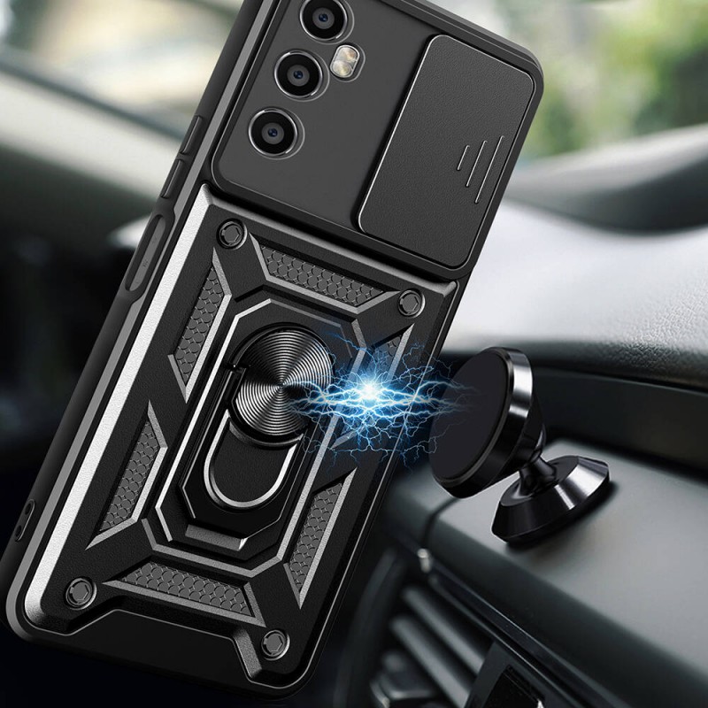 Bal-z Realme C65 4G Kılıf Magnetik Standlı Kamera Korumalı Zore Sürgülü Vega Kapak