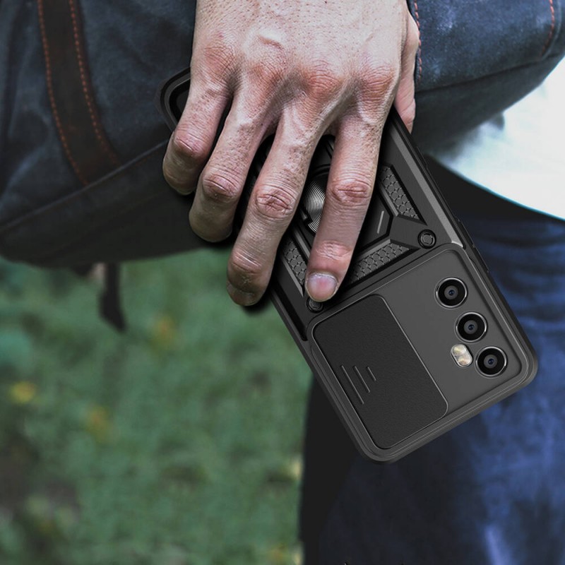 Bal-z Realme C65 4G Kılıf Magnetik Standlı Kamera Korumalı Zore Sürgülü Vega Kapak