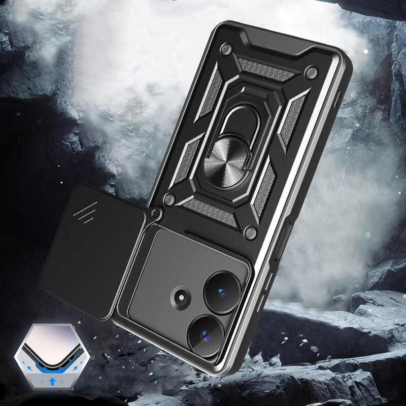 Bal-z Realme Note 60 Kılıf Magnetik Standlı Kamera Korumalı Zore Sürgülü Vega Kapak