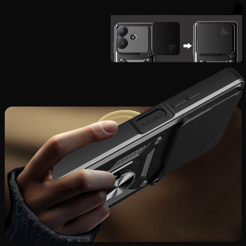 Bal-z Realme Note 60 Kılıf Magnetik Standlı Kamera Korumalı Zore Sürgülü Vega Kapak