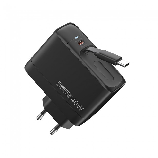 Recci RC102E GaN Teknolojili Hızlı Şarj Başlığı USB-A to Type-C PD 40W Type-C Kablolu Şarj Seti Recci RC102E GaN Teknolojili Hızlı Şarj Başlığı USB-A to Type-C PD 40W Type-C Kablolu Şarj Seti