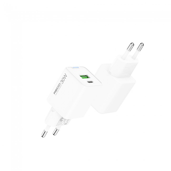 Recci RC107E Type-C PD & USB-A GaN Teknolojili Hızlı Şarj Başlığı 30W Recci RC107E Type-C PD & USB-A GaN Teknolojili Hızlı Şarj Başlığı 30W