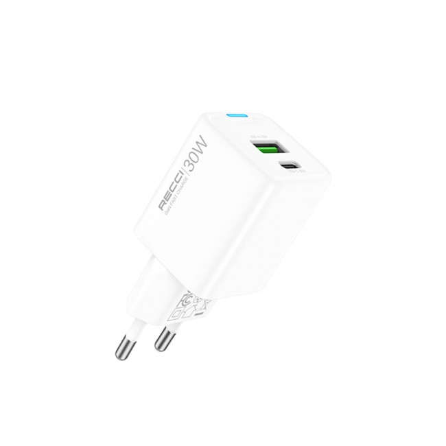 Recci RC107E Type-C PD & USB-A GaN Teknolojili Hızlı Şarj Başlığı 30W Recci RC107E Type-C PD & USB-A GaN Teknolojili Hızlı Şarj Başlığı 30W