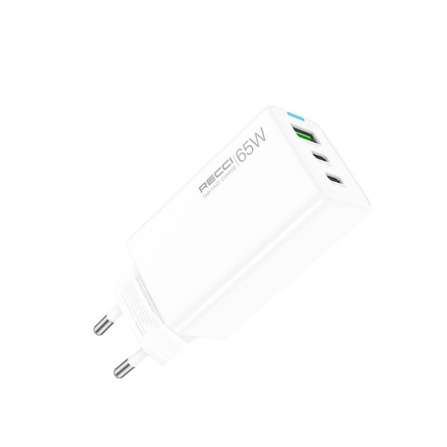 Recci RC109E Type-C PD & USB-A GaN Teknolojili Hızlı Şarj Başlığı 65W Recci RC109E Type-C PD & USB-A GaN Teknolojili Hızlı Şarj Başlığı 65W