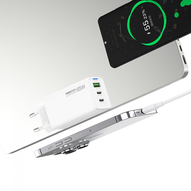 Recci RC109E Type-C PD & USB-A GaN Teknolojili Hızlı Şarj Başlığı 65W Recci RC109E Type-C PD & USB-A GaN Teknolojili Hızlı Şarj Başlığı 65W