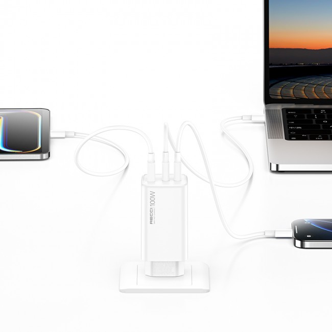 Recci RC110E Type-C PD & USB-A GaN Teknolojili QC3.0 Hızlı Şarj Başlığı 100W Recci RC110E Type-C PD & USB-A GaN Teknolojili QC3.0 Hızlı Şarj Başlığı 100W