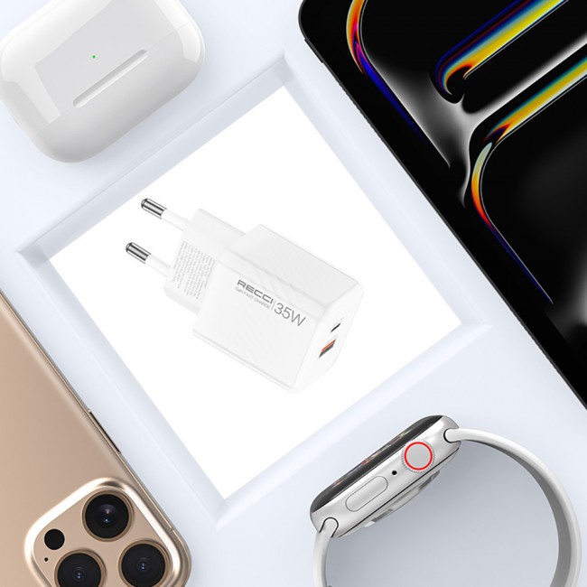 Recci RC83E Type-C PD & USB-A GaN Teknolojili QC3.0 Hızlı Şarj Başlığı 35W Recci RC83E Type-C PD & USB-A GaN Teknolojili QC3.0 Hızlı Şarj Başlığı 35W