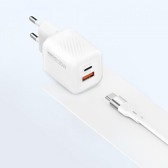 Recci RC83ECC GaN Teknolojili Hızlı Şarj Başlığı USB-A to Type-C PD 35W Kablolu Şarj Seti Recci RC83ECC GaN Teknolojili Hızlı Şarj Başlığı USB-A to Type-C PD 35W Kablolu Şarj Seti