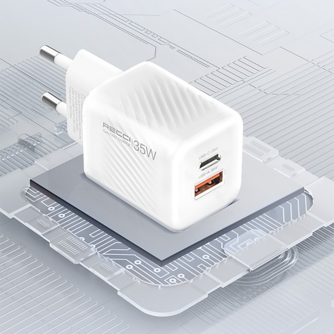 Recci RC83ECC GaN Teknolojili Hızlı Şarj Başlığı USB-A to Type-C PD 35W Kablolu Şarj Seti Recci RC83ECC GaN Teknolojili Hızlı Şarj Başlığı USB-A to Type-C PD 35W Kablolu Şarj Seti