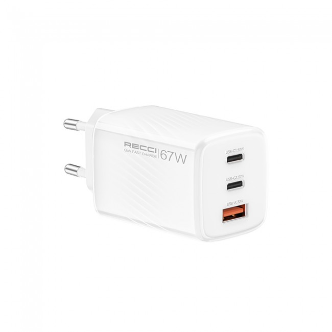 Recci RC85E GaN Teknolojili Hızlı Şarj Başlığı USB-A to Type-C PD 67W Kablolu Şarj Seti Recci RC85E GaN Teknolojili Hızlı Şarj Başlığı USB-A to Type-C PD 67W Kablolu Şarj Seti